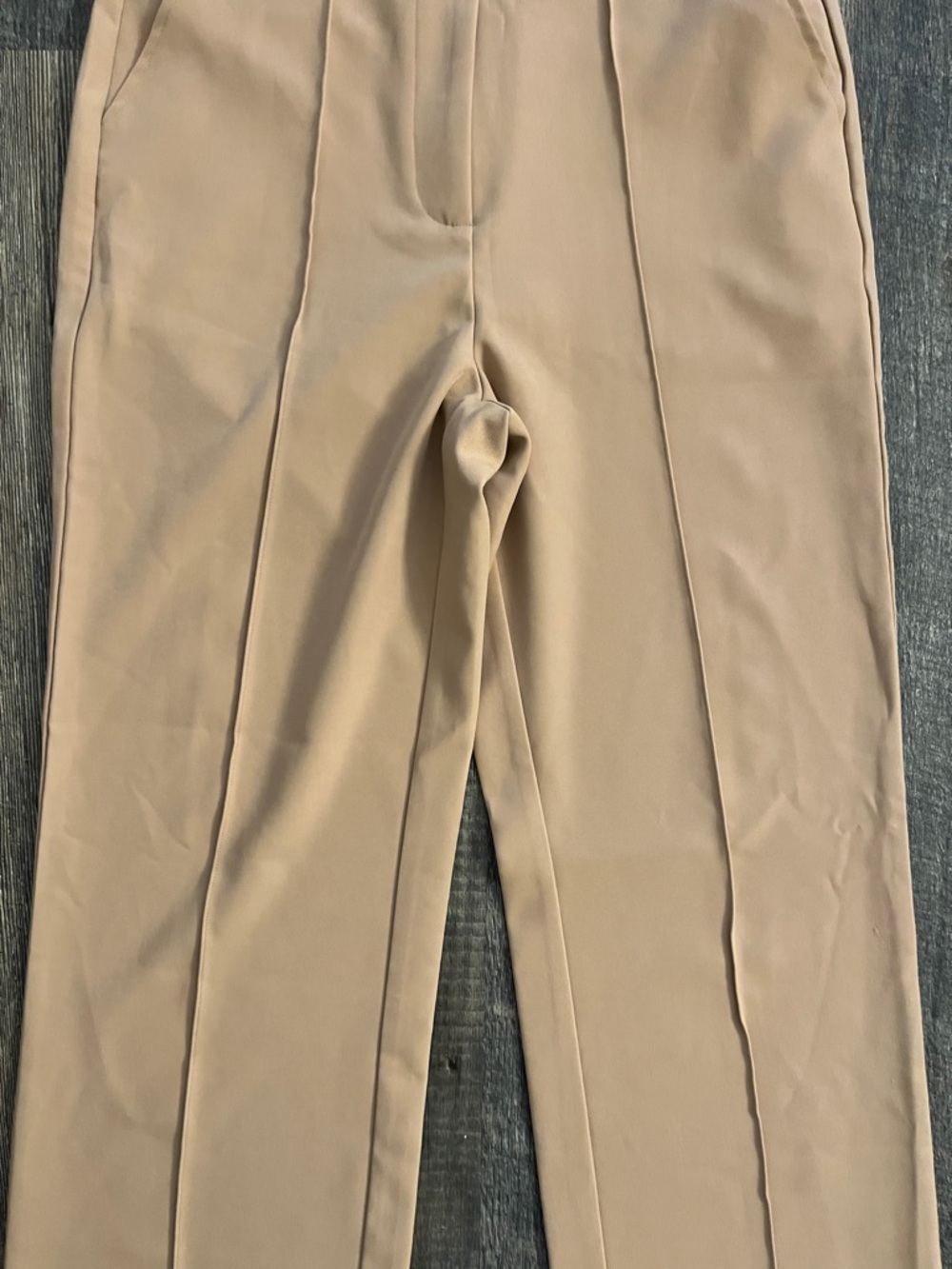 Tailored High-Rise Wide Leg Pants in Light Tan - Picture 5 of 10